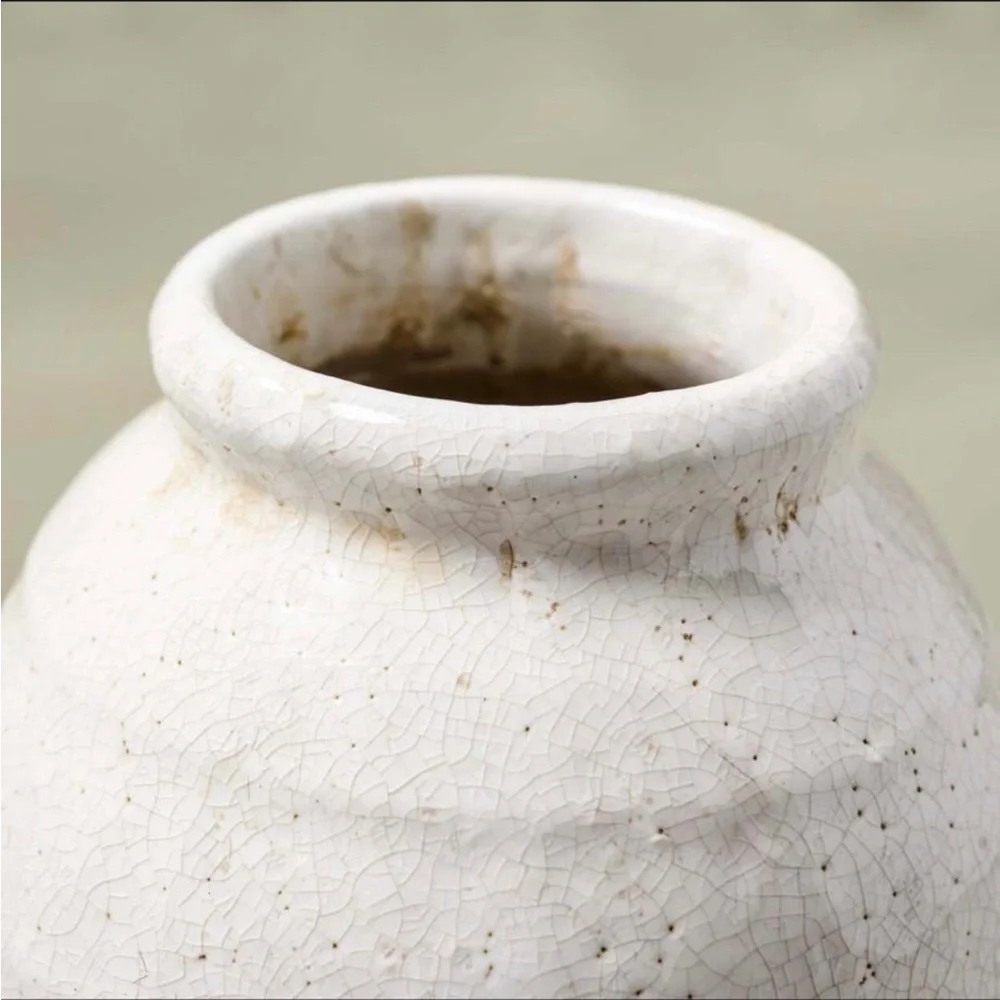 Magnolia “Marie” Tall Distressed Crackle Ceramic Vase